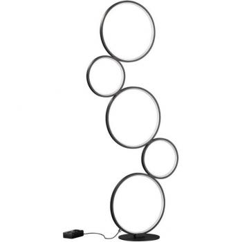 Lampadaire Moderne Rondo 5 Cercles Métal Noir H. 115 cm