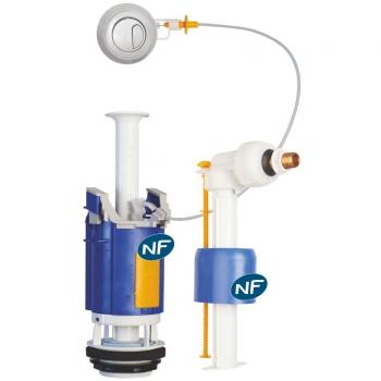 Regiplast 26500 Mécanisme de chasse double débit à câble + robinet flotteur uni 0500 NF CL 1