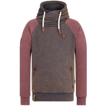NakenTANO Herren Hooded Sweatshirt Schwarz, Schuhe & weite Shorts HER Indigo-Bordeaux MEL, XL