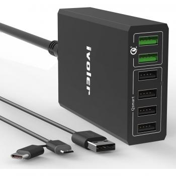 IVoler 60W Caricabatterie USB da Muro 6 Porte