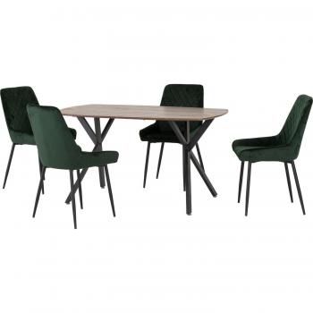 Athens Dining Set with 4 Green Avery Chairs