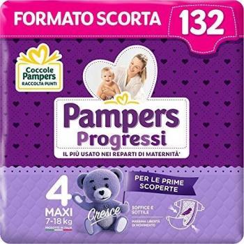 Pampers Progressi Maxi 132 Pannolini Taglia 4 (7-18 kg)