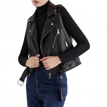 Damen Weste aus PU-Leder, weich, ärmellos, mit verstellbarem Gürtel, für Streetwear und Motorradfahrer, lässig, Frühling und Herbst
