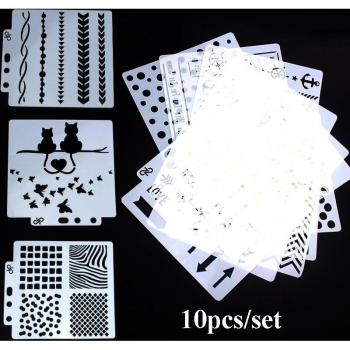 10pcs Craft Stencils for Body Art and Wall Painting