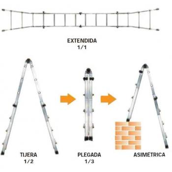 Aluminio WolfPack 4+4, escalera telescópica de perfil 67 mm