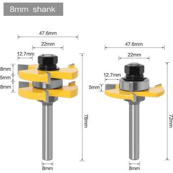 8mm & 12mm Joint Assemble Router Bits for Wood