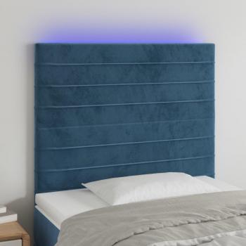 VidaXL Cabecero con luces LED terciopelo azul oscuro 90x5x118/128 cm