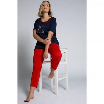 Ulla Popken Soft Animal Pattern Cotton Pajama Set – Red, 20/22