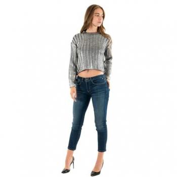 Only Kama Comfort Fit Strickpullover Metallic-Optik Größe L