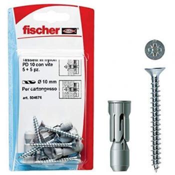 Tassello cartongesso nylon PD12‑SK Fischer, vite inclusa, 5 unità