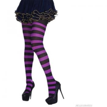 Collants opaques rayés arc-en-ciel pour femmes et filles, panty de Noël et Halloween