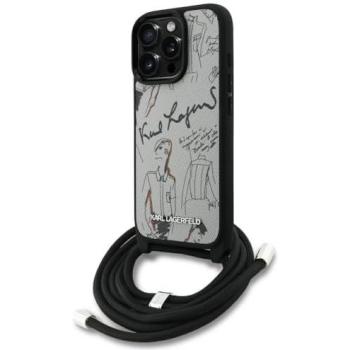 Karl Lagerfeld Portafoglio per Cellulare iPhone 16 Pro Grigio con Motivo Grained e Logo