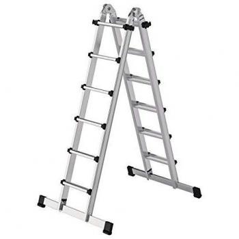 MUNK Günzburger Steigtechnik Teleskopleiter mit Traverse 4x6 Sprossen
