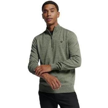 NO EXCESS Strickpullover mit Half-Zip grau meliert