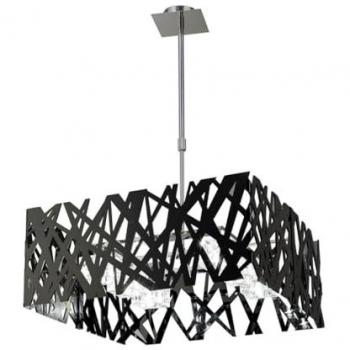 Lampada da Soffitto Telescopica 6 Luci G9, Nero Lucido/Cromo Lucido