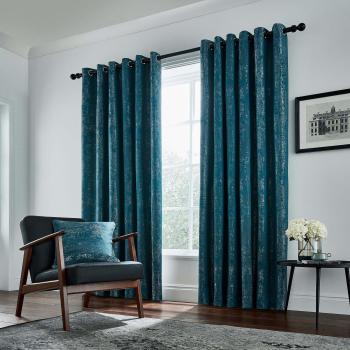Helena Springfield Roma Lined Eyelet Curtains, Emerald, 66 x 90, Room Darkening, Woven