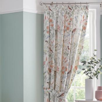 Caraway 168 X 183cm Pencil Pleat Terracotta Curtains Including Tie Backs