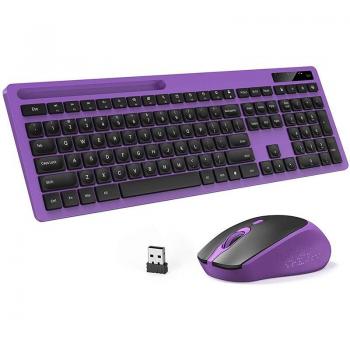 Clavier et souris sans fil 2.4G silencieux avec support intégré pour téléphone