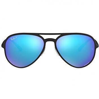 Ray-Ban RB4320CH 601SA1 Polarized Aviator Sunglasses Matte Black Blue Mirror 58 mm