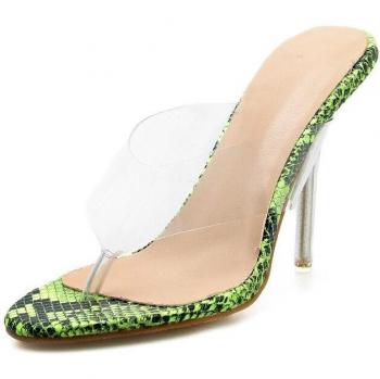 NIUFUNI Damen High Heels mit Schlangendruck Sommerkleidung