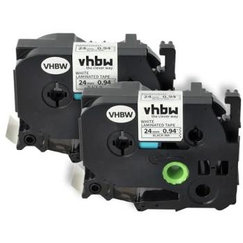 Vhbw 2x 24mm Label Tape for Brother P-Touch PT-D800W, PT-E500, PTE500VP, PT-E550W, PTE550WVP