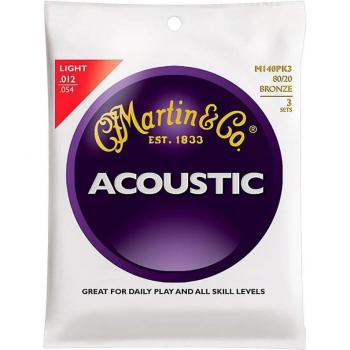 Martin M140 – Paquet de cordes Light 12‑54 guitare acoustique