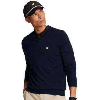Lyle Scott Pullover mit V-Ausschnitt, navy, Herren XL