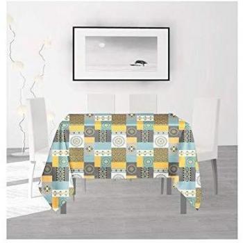 Nappe en polyester Karo Soleil d'ocre, 180 x 180 cm