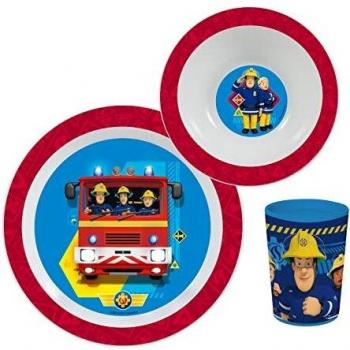 teiliges Frühstücksset Feuerwehrmann Sam aus Kunststoff