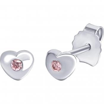 Ohrschmuck Herz aus 925er Silber, glänzendes synthetisches Zirkonia – Zweier-Pack