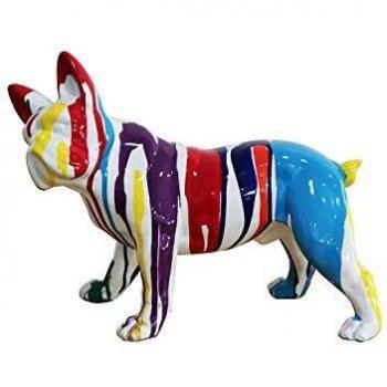 Chien Bulldog Multicolore en Résine
