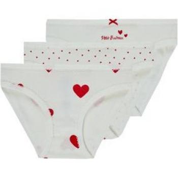 Petit Bateau 3-Piece Set Cotton Briefs with Heart Pattern, White, for Girls 2/3 Years