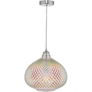 Lámpara colgante Roisin 26cm cromo brillante y cristal iridizado
