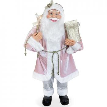 Babbo Natale Rosa Chic: Abito Velluto, Decorazioni Luminoshe, Musica 110H