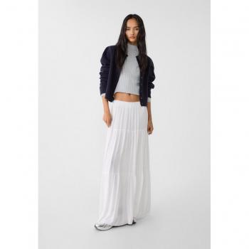 Stradivarius Boho-Midirock in Weiß XS