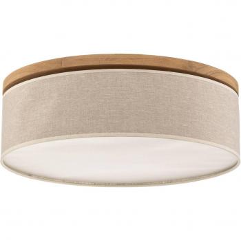 BRITOP Ø 48 cm Canvas Ceiling Light in Beige with Oak Wood, E27