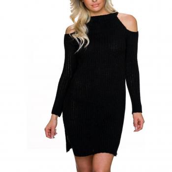 Rippstrick Minikleid, Schulter-Cutout, Größe S/M – modern