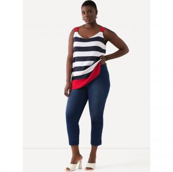 Capri Sienna Donna Blu – Jersey Teso – Taglio Snodato – Orli Con Spacchetti – 48 – Composizione Cotone/Poliestere/Elastan – Ulla Popken