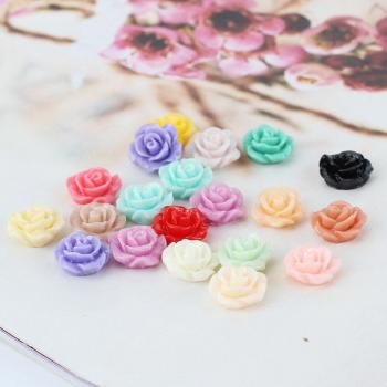 20pcs Resin 3D Rose Flower Flatback Cabochons for Scrapbooking 10mm