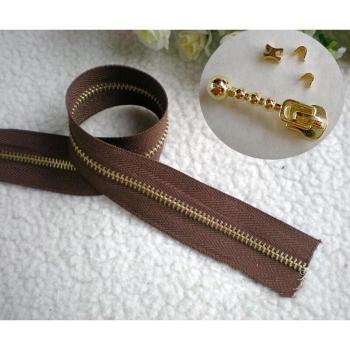 DIY Light Gold Metal Zipper 3# with U-Code Sliders