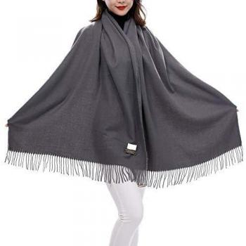 Pashmina Valpeak 200 cm x 68 cm – Écharpe d’hiver avec franges, taille L