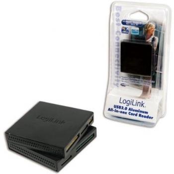 All‑In‑One Kartenleser LogiLink CR0017 (USB 2.0) – ALU‑Gehäuse in Schwarz