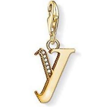 Charm de Letra Y en Plata con Baño de Oro 18K