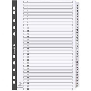 Exacompta Index 1-31 A4 160gsm Card White with White Mylar Tabs