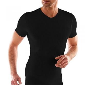 Liabel T-Shirt Uomo Cotone Elasticizzato Mezza Manica Scollo a Punta 03858/P53 (5/L, Nero)