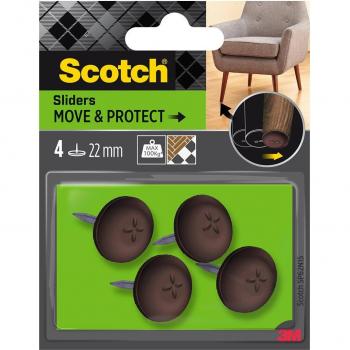 Set de 4 patins adhésifs SCOTCH, alvéolés, 22 mm – marron