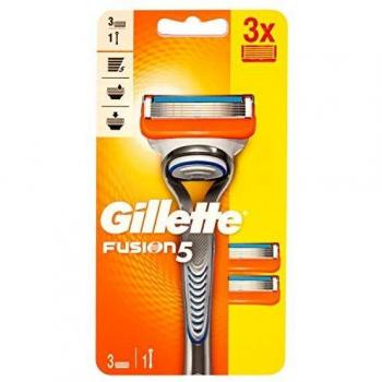 GILLETTE FUSION5 MANICO + LAME PER RASOIO 3 RICARICHE