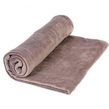 PEGANE L230 cm Plaid en Microfibre Polaire, Couleur Taupe