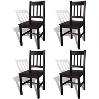 VidaXL Modern Dark Brown Pinewood Dining Chairs