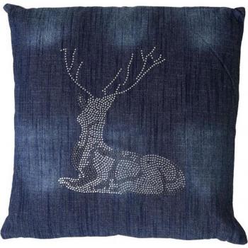 Coussin Élégance Cerf Bleu 45x45cm